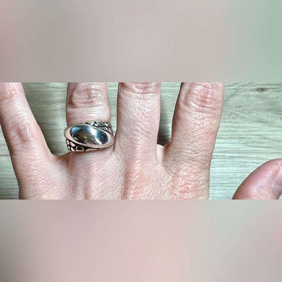Vintage Sterling Silver Bali Indonesia Crossover Cobblestone Ring, Size 5, 6g - Picture 8 of 10